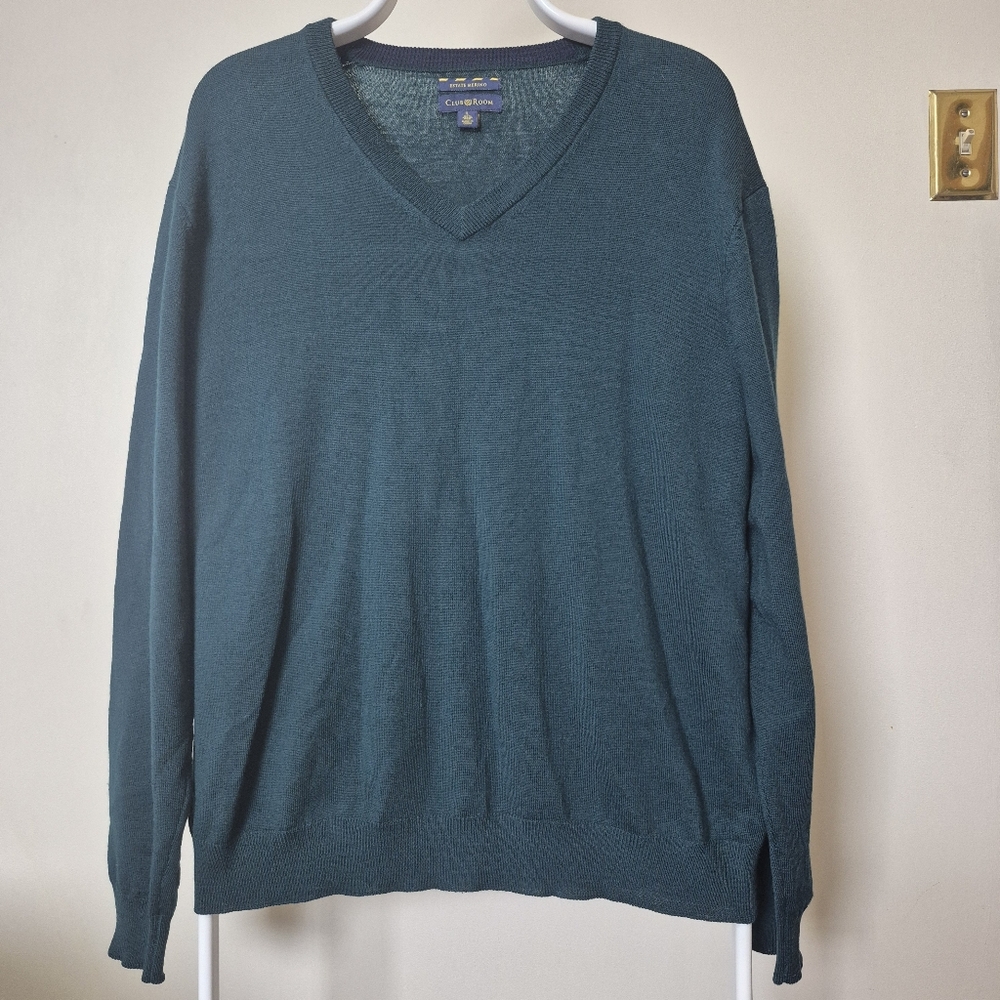 Pure Merino V-Neck Sweater - Green